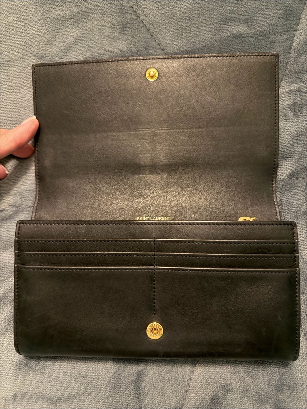 Saint Laurent Black Leather Wallet with Gold YSL Monogram - Picture 3 of 9